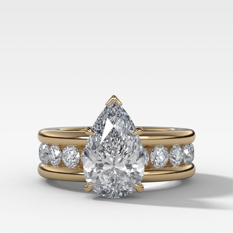 1503. PetiteChannelSetSolitaireEngagementRings 3mmrounds Pearyellow