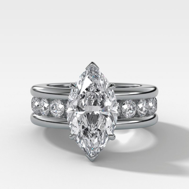 1505. PetiteChannelSetSolitaireEngagementRings 3mmrounds Marquisewhite