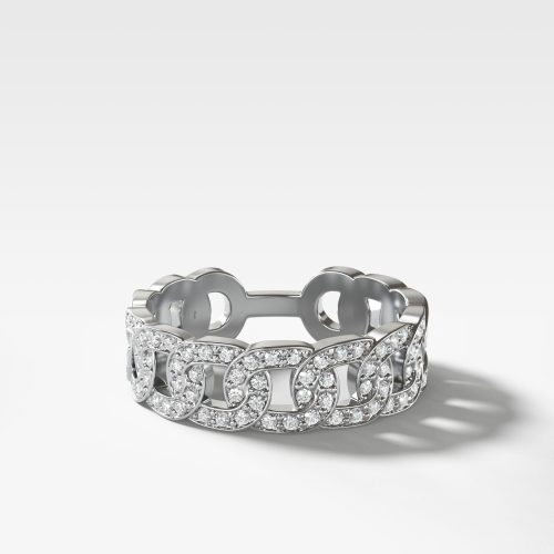 Linked Chain Stacker by Good Stone in White Gold